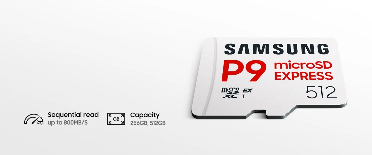 P9 Express microSD Express Card 256GB 4K UHD NVMe 1.3 800MB/s Read 200MB/s Write Memory card for Nintendo Switch 2 Samsung
