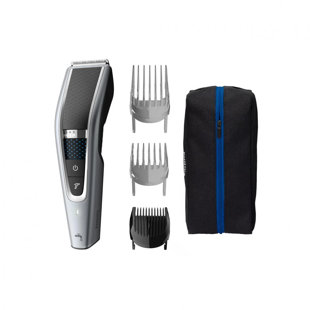 Aparat de tuns PHILIPS Hairclipper Seria 5000 HC5630/15, Acumulator, 90 min autonomie, Argintiu, L x A x I (mm) 69x193x224 Philips