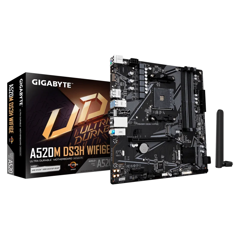 Placa de baza Gigabyte A520M DS3H WIFI6E, Socket AM4, DDR4, Micro-ATX Gigabyte