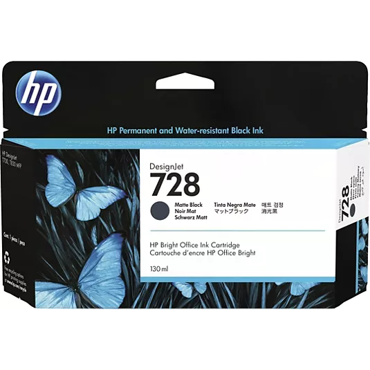 728 130-ml Matte Black DesignJet Ink Cartridge HP