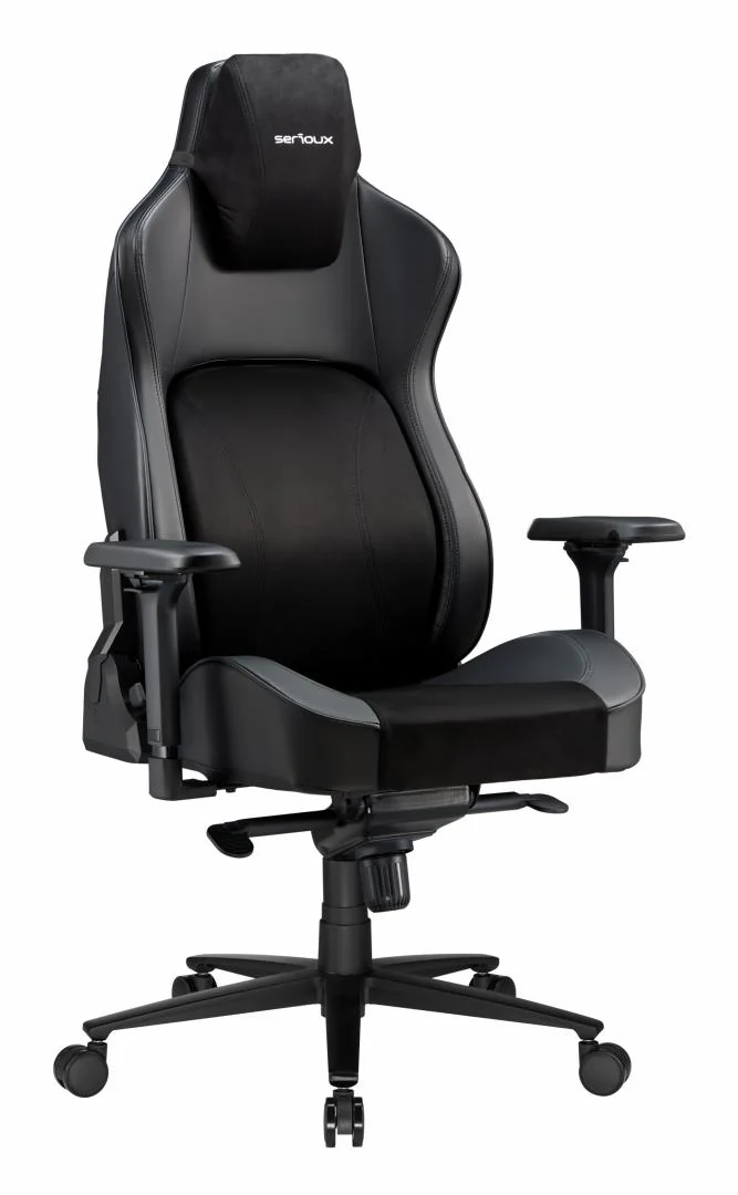 Scaun Gaming Serioux Prime, Capacitate greutate: 150 kg, Material suprafață: Piele, Material textil, Tip cotieră: Cotieră 4D, Tip mecanism: Mecanism tip broască, Tip pârghie pneumatică: 100 mm, ridicare pe gaz clasa 4, Tip bază: 350 mm, bază din Serioux