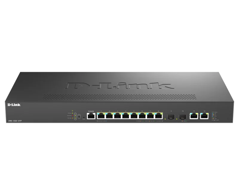 Switch D-Link DMS-1250-12TP , 8 porturi Gigabit, 2 porturi SFP+, Protocol 802.1D STP 802.1s MSTP 802.1w RSTP, rackabil D-Link