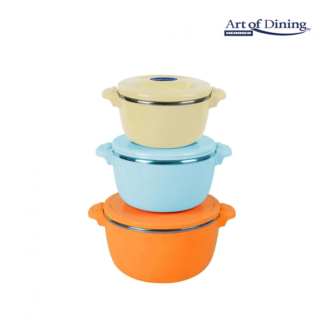 SET 3 CASEROLE TERMICE 2+4+6L,BELLY ORANGE, ART OF DINING BY HEINNER Heinner