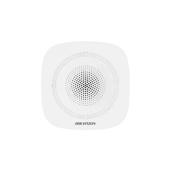 Sirena interior wireless AX PRO Hikvision DS-PS1-I-WE(B)-B(Blue Indicator); 868MHz two-way Tri-X wireless technology, distanta comunicare RF: 1600m in camp deschis, nivel sonor: 90 la 110dB, 3 tipuri de sonerii de alarma: alarma la efractie, alarma la Hikvision