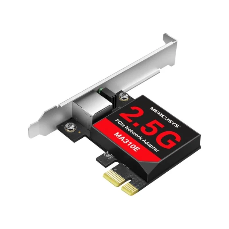 2.5 Gigabit PCIe Network Adapter SPEED: 2.5 Gbps SPEC: 1×RJ45, Full-Height Bracket/Low-Profile Bracket FEATURE: Multi-Speed Compatibility, Wake on LAN, Flow Control Mercusys