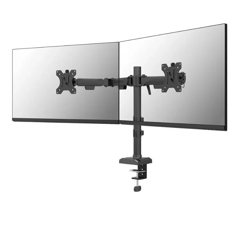 Brat dublu monitor Neomounts DS60-600BL2; pentru display-uri cu diagonale 10"-32", sistem de prindere VESA 75x75~100x100, greutate maxima suportata 8 - per ecrankg, full motion, tilt +45°, swivel 90°, rotate 180°, distanta fata de perete 99-459mm; Neomounts