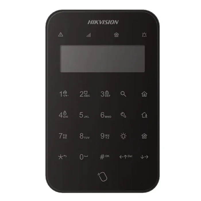 Tastatura wireless LCD AX PRO Hikvision DS-PK1-LT-WE/BK, 868MHz two-way Tri-X wireless technology; distanta comunicare RF : 1200m camp deschis; stay/away arm, disarm, silent alarm, output control; complet configurabil la distanță prin APP; baterii: 4 x Hikvision