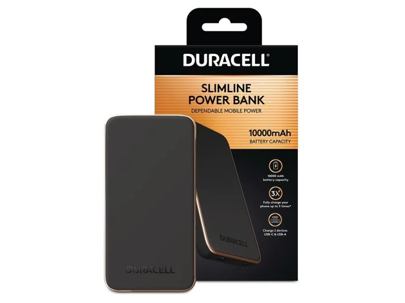 Baterie externa Duracell Charge Plus 10000mAh, 2 porturi USB, 143.5x75x16.5mm, negru Duracell