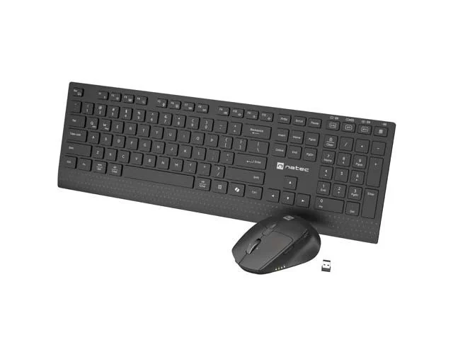 Kit Natec NATEC STINGRAY 2, tastatura wireless tip membrana, 109 taste, mouse wireless, rezolutie maxima 1400 DPI, senzor Blue Sense, negru Natec
