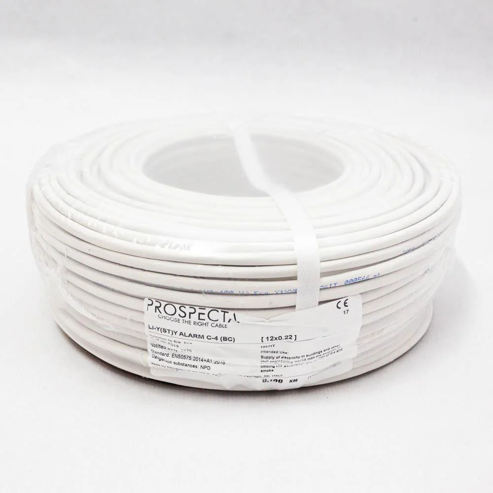 Cablu alarma 12 x 0.22 premium, cupru 100%, cod: I357IT, Li-Y(ST)Y, made in Italy, utilizare pentru sisteme de alarma, manta exterioara PVC alb, ecranare: folie de aluminiu laminata, raza de curbura 10x diametru, Peak Operating Voltage 250, Voltage Prospecta