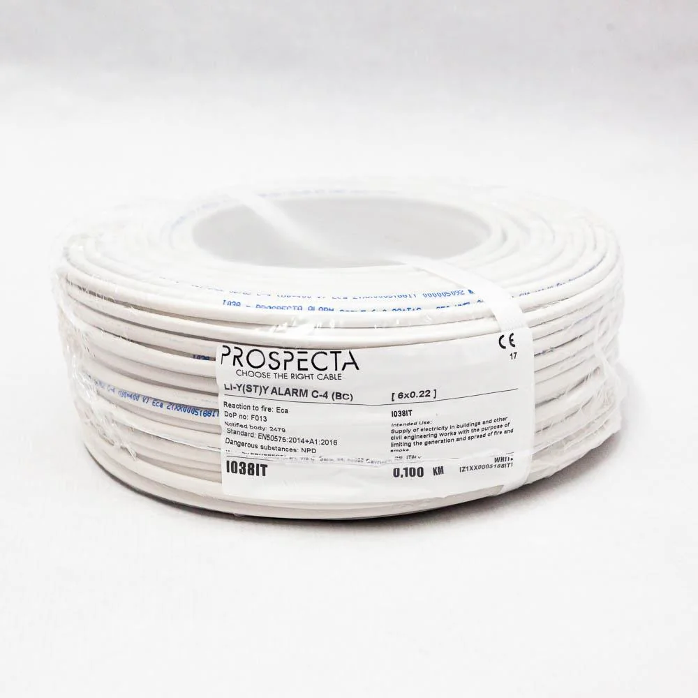Cablu alarma 6 x 0.22 premium, cupru 100%, cod: I038IT, Li-Y(ST)Y, made in Italy, utilizare pentru sisteme de alarma, manta exterioara PVC alb, ecranare: folie de aluminiu laminata, raza de curbura 10x diametru, Peak Operating Voltage 250, Voltage Rating Prospecta