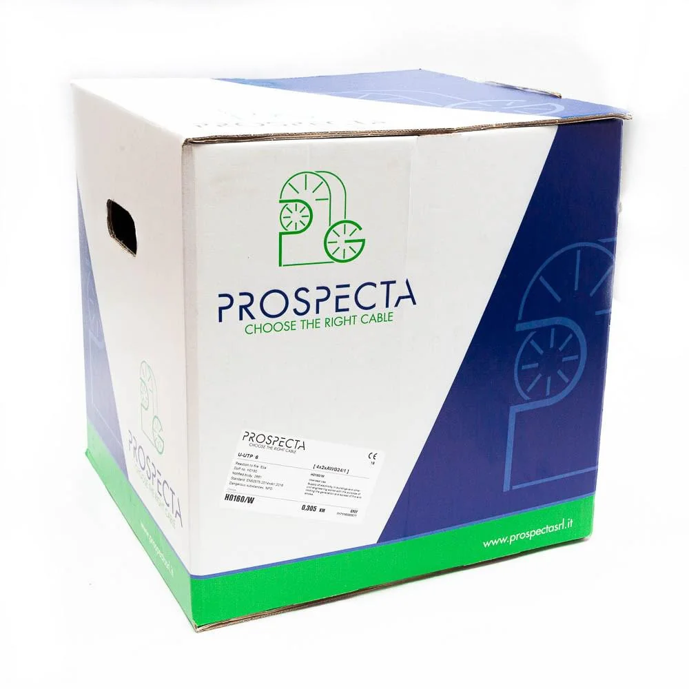 Cablu UTP CAT 6E 4x2xAWG24, cupru 100%, cod: H0160/W, pentru retelistica ( pana la 250MHz), numar perechi: 4 twisted, diametrul conductorului: 0.51 mm, material PVC, culoare gri, diametru exterior: 5.7mm, Conductor Loop Resistance Ohm/km: 178, Mutual Prospecta