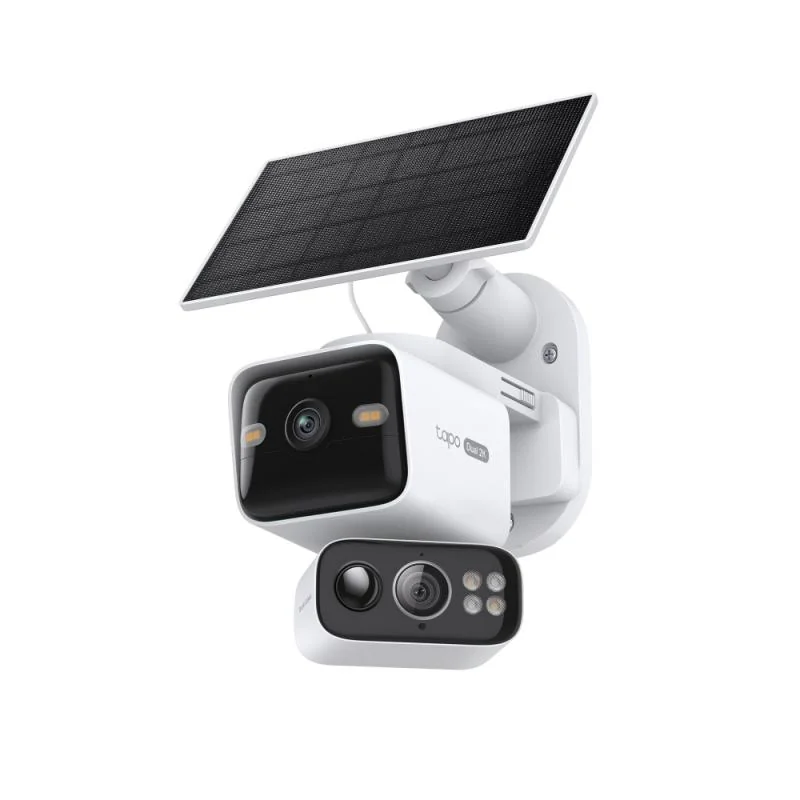 Solar-Powered Dual-Lens Pan/Tilt Cam kit, 1/2.8" Progressive Scan CMOS Sensor, Pan Mechanical Range: 334° (360° Pan Coverage), Tilt Mechanical Range: 90° (120° Tilt Coverage), Fixed Lens: 2K 3MP (2304 × 1296 px) Pan/Tilt Lens: 2K 3MP (2304 × 1296 px) TP-Link