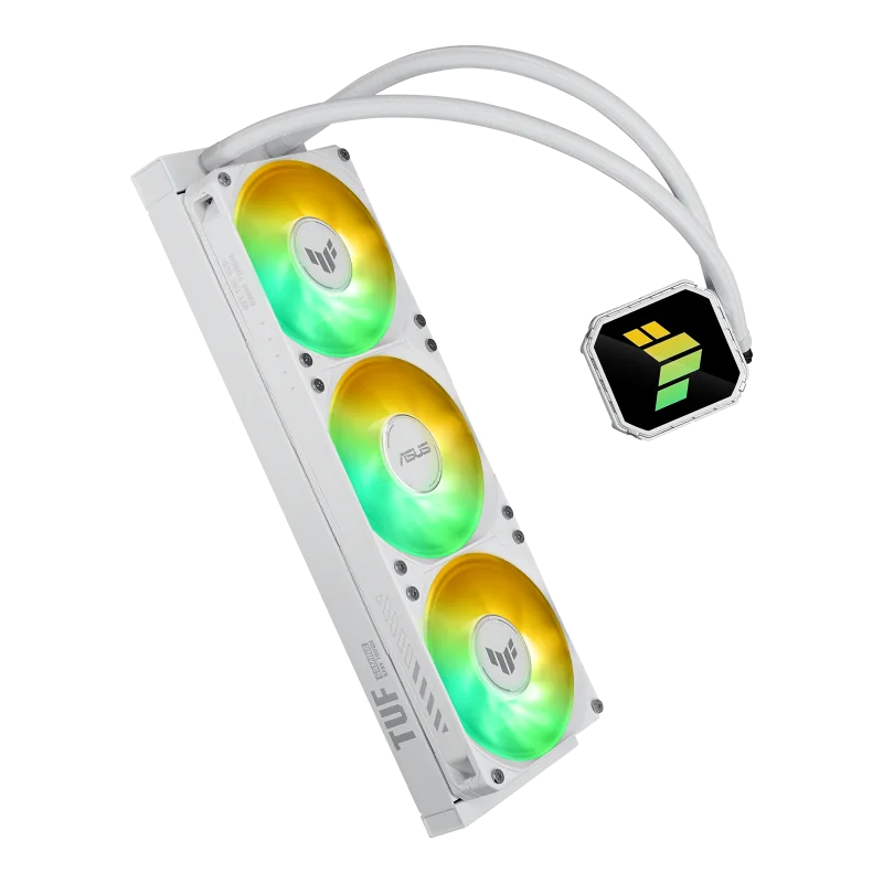 Cooler Procesor ASUS TUF GAMING LC III 360 ARGB ALB, marime radiator 397mm, 3x120mm, viteza ventilatoare 650-2600 RPM +/- 10%, Suport AMD: AM5 AM4, suport INTEL: LGA 1851/1700/1200