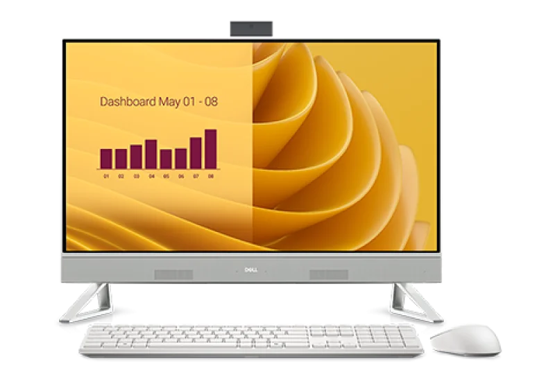 DELL All-In-One EC27250, 27-inch FHD (1920 x 1080) Narrow Border Infinity NTCH Display with Wide Viewing Angle, 5MP IR Tilt Camera (White), Intel(R) Core(TM) 7 processor 150U(12MB cache, 10 cores, 12 threads, up to 5.4 GHz), Intel(R) Graphics, 32 GB