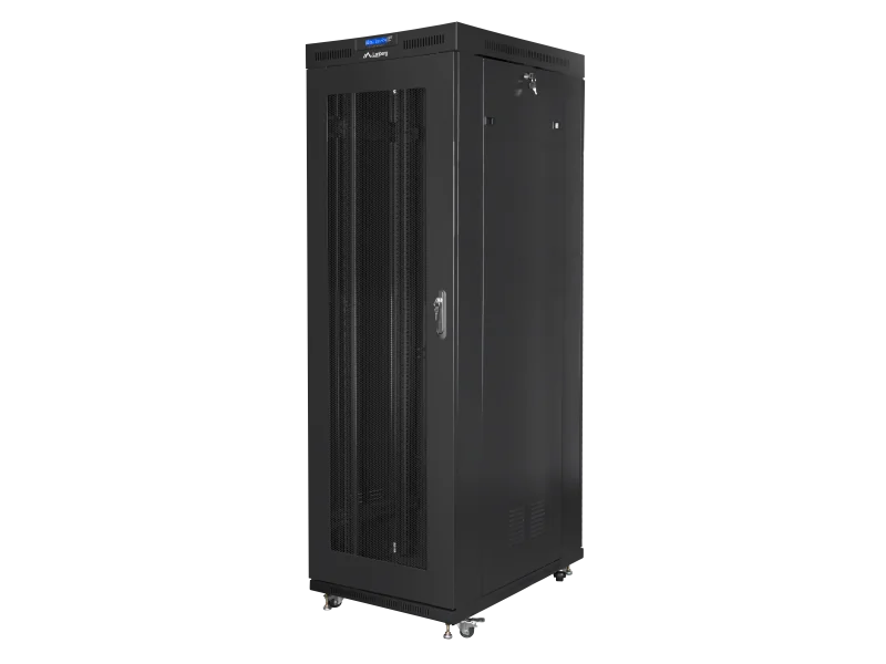 Cabinet rack Lanberg Free standing, size 19", ITC 27U, maximum static load 1200 kg, LCD panel, 6 slot uri pentru ventilatoare, greutate 111 kg, negru