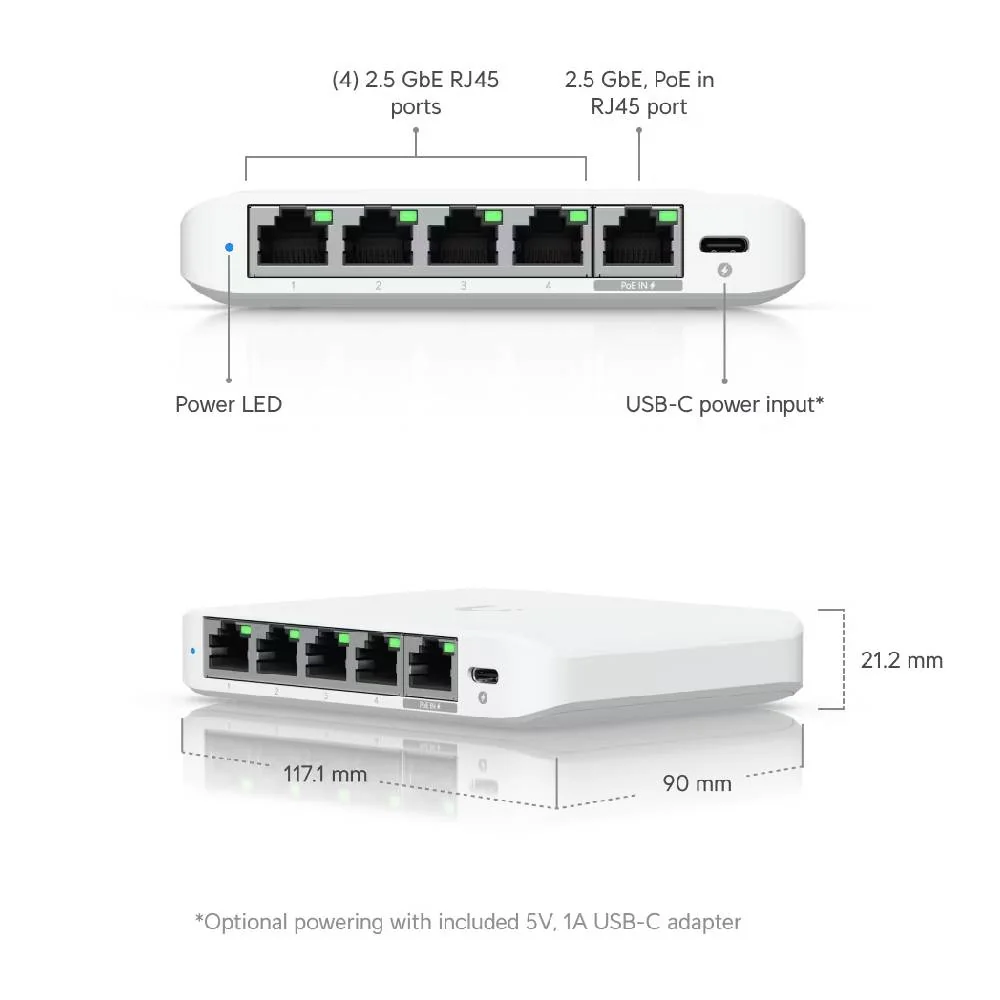 NET SWITCH 5PORT 1000M/POE USW-FLEX-2.5G-5 UBIQUITI Ubiquiti