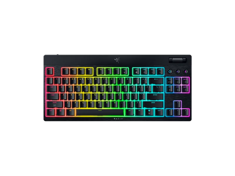 Tastatura mecanica wireless Razer Blackwidow V4 Low profile HyperSpeed TKL, switch Razer™ Low-profile Mechanical Switches (Yellow Linear Switch), 110 taste, iluminare Razer™ Chroma RGB, negru