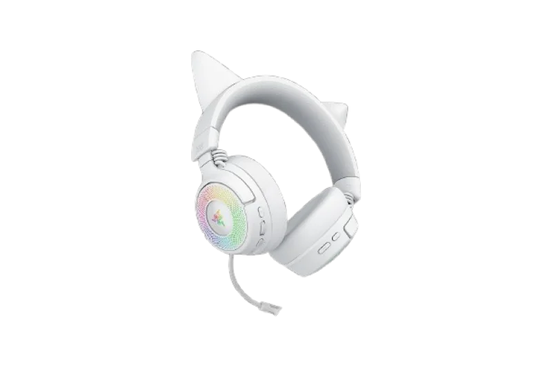 Casti wireless Razer Kraken Kitty V3 Pro, THX Spatial Audio, iluminare RGB, frecventa raspuns 20 Hz - 28 kHz,  microfon detasabil unidirectional, alb