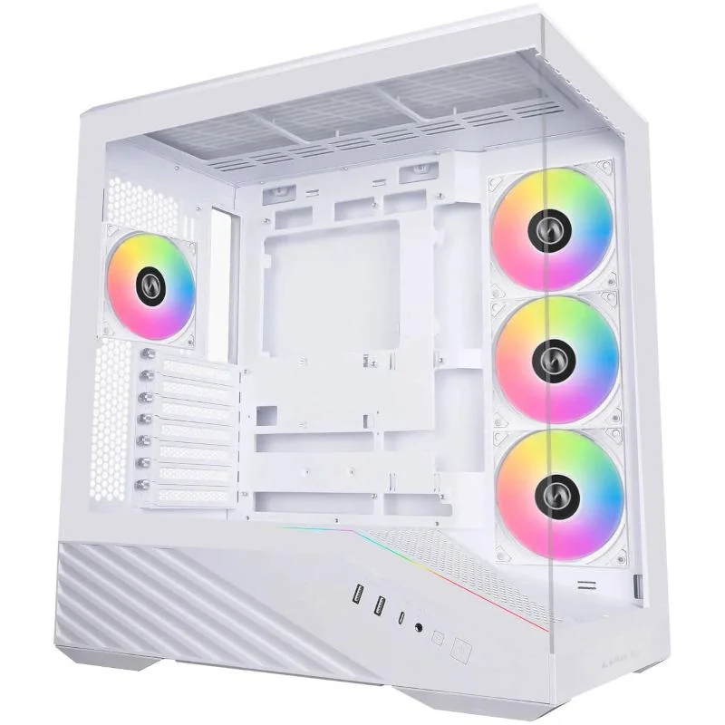 Carcasa LIAN LI VECTOR V100 RGB ALB, Tempered Glass, Sloturi Expansiune 9, Drive Bays: 1x3.5" 1x2.5", Ventilatoare Suportate: 9, Ventilatoare Incluse: 4x120mm Format Placa De Baza Suportat: Mini-ITX, Micro-ATX, ATX, Lungime Maxima Placa Video: 420mm,
