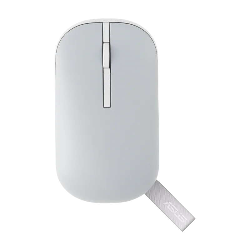 ASUS Marshmallow Mouse MD100. Form factor: Ambidextrous. Movement detection technology: Optical, Device interface: RF Wireless + Blu etooth, Movement resolution: 1600 DPI, Buttons type: Pressed buttons, Buttons quantity: 3, Scroll type: Wheel. Power