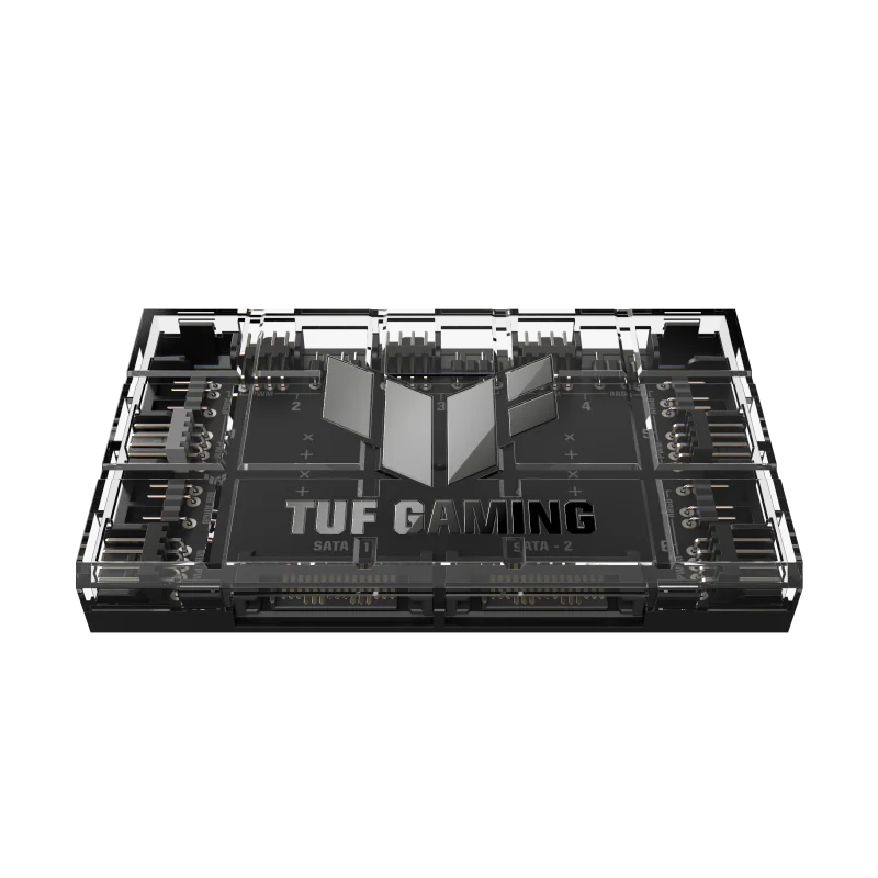 ASUS TUF Gaming ARGB PWM Fan Hub. Type: Fan controller, Product colour: Black, Fan connector: 4-pin. Width: 115 mm, Depth: 69 mm, Height: 17.7 mm