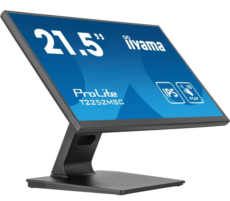 iiyama ProLite T2252MSC-B2. Display diagonal: 54.6 cm (21.5"), Display resolution: 1920 x 1080 pixels, HD type: Full HD, Display technology: LCD, Response time: 5 ms, Native aspect ratio: 16:9, Viewing angle, horizontal: 178°, Viewing angle, vertical: