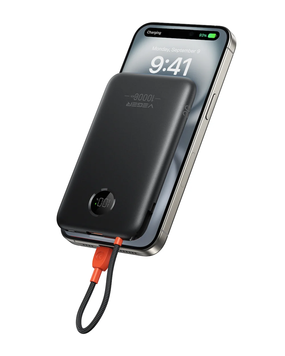POWER BANK USB 10000MAH/W/CABLE BLACK W1189 VEGER Veger