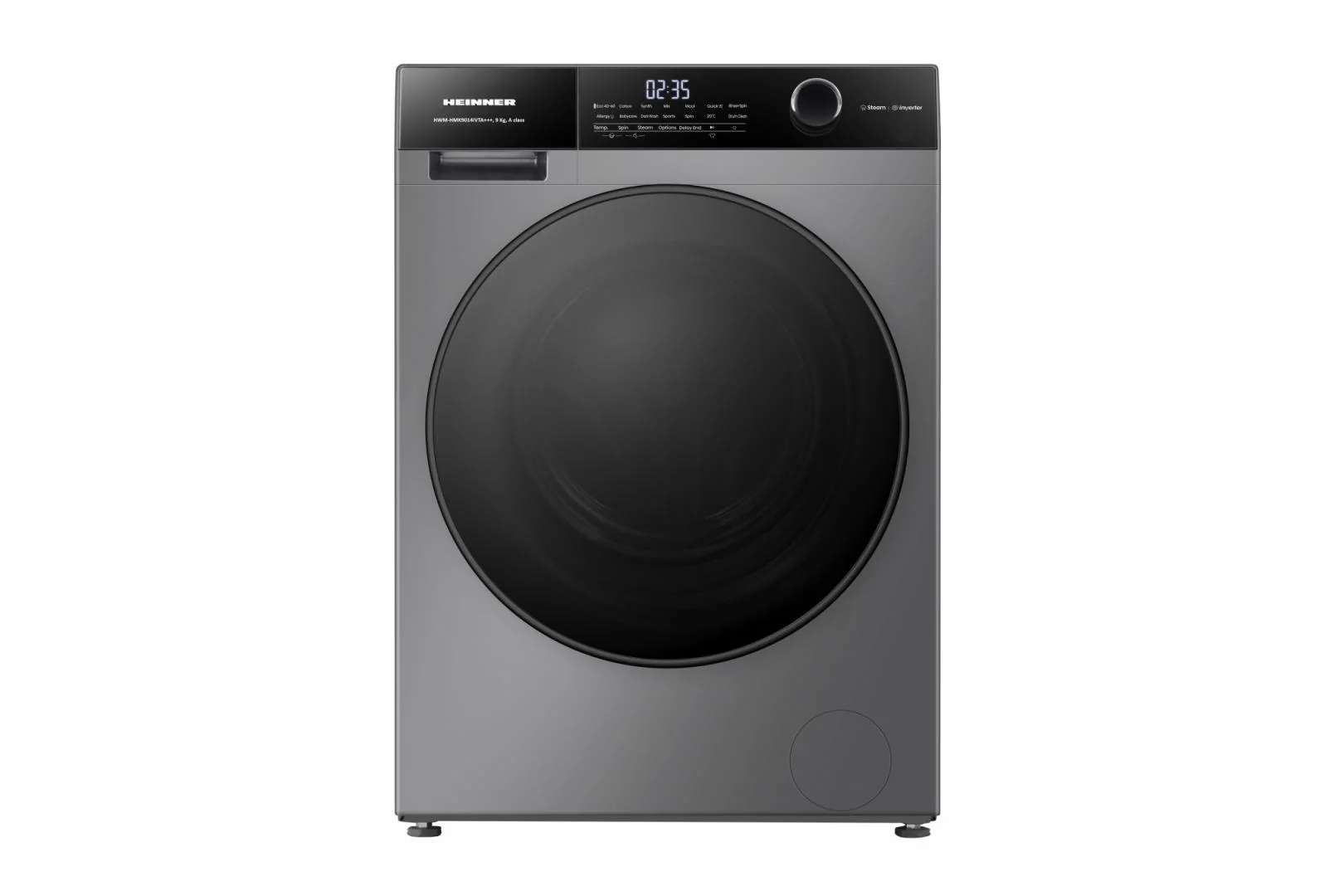 Masina de spalat rufe HEINNER HWM-HMK9014IVTA+++, 9 Kg, 1400 rpm, Clasa: A, Gri Titanium