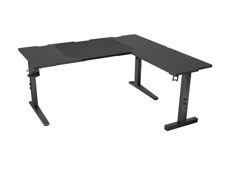 Birou gaming Genesis Holm Modular 160, material metal MDF, reglabil pe inaltime 70 - 90 cm, iluminare RGB, management cabluri, negru