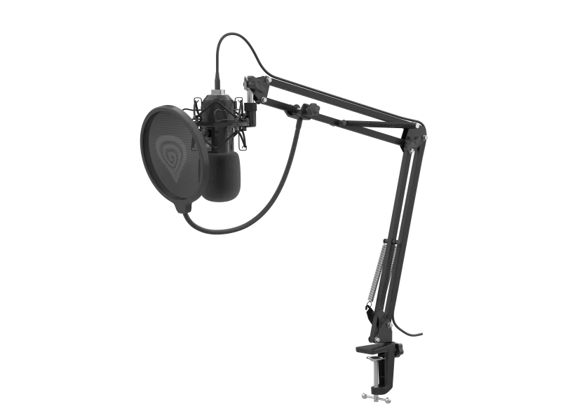 Microfon Genesis Radium 400 G2 Studio, tip condenser, model cardioid, suport fix, conectivitate USB-C, USB-A, raspuns in frecventa 20 - 20000 Hz, sensibilitate -29 dB, lungime cablu 250 cm, negru