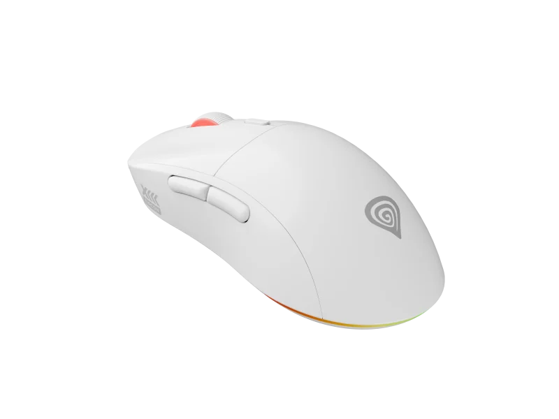 Mouse gaming wireless Gensesis Zircon XIII, senzor optic Pixart PAW3395, interfata USB, rezolutie maxima 26000 DPI, numar butoane 7, switch mecanic Huano Silent, Kailh 4.0, Kailh 8.0, iluminare RGB, alb