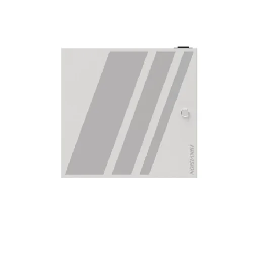 Chassis door control modul Hikvision DS-K2M002X-E:  The chassis contains din rails, which helps installing the DS-K2M002X access module.  The chassis can be equipped with up to 2 access modules.  The chassis contains a 100 W switching power supply,