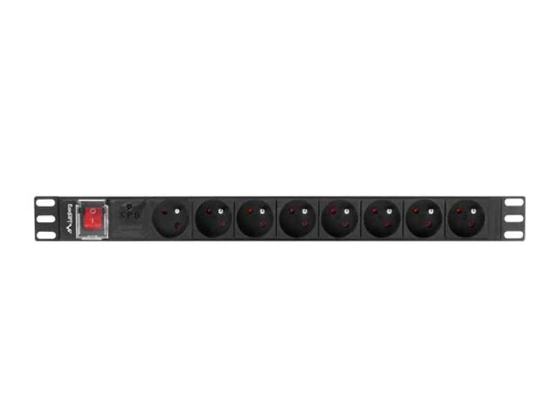 PDU 19inch 1U 16A 8x French socket 2m black Lanberg