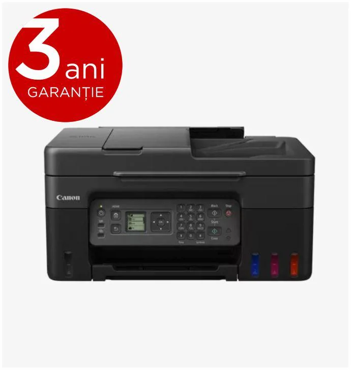 Multifunctional inkjet color CISS Canon PIXMA G4470 , dimensiune A4(Printare, Copiere, Scanare, Fax), viteza imprimare 11ipm alb-negru, 6ipm color,rezolutie printare 4800x1200 dpi, imprimare fara margini, alimentarehartie 100 coli, ADF 35 coli, scanner Canon