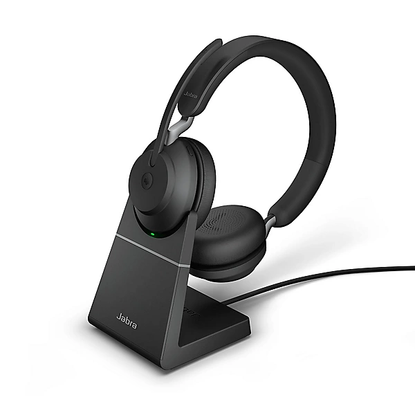 Evolve2 65 MS Stereo Headset on-ear Bluetooth wireless USB-C noise isolating black Certified for Microsoft Teams Jabra