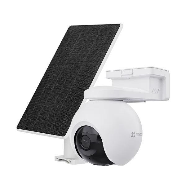 CAMERA PT EZVIZ CU PANOU SOLAR EB8 4G 4K KIT, Senzor CMOS de scanare progresivă de 1/2.8" de 8 MP, Lentila superioară: 4mm@ F1.2 Diagonal angle: 104°, Horizontal angle: 83° Vertical angle:44, IR 35M, Unghiul PT: Pan: 340°, Tilt: 75°, Înclinare: 90° Ezviz