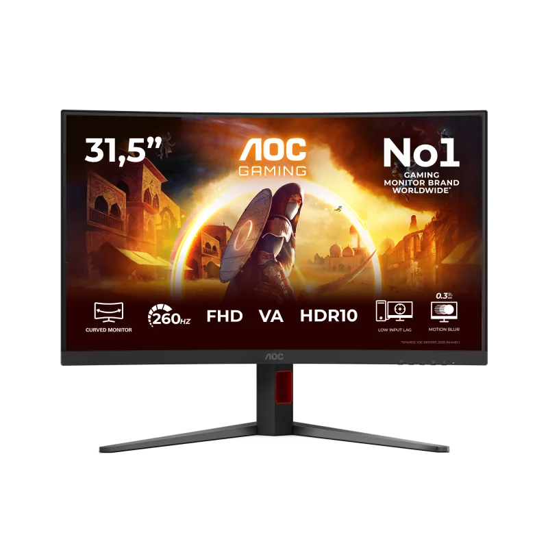 Monitor Gaming AOC C32G4Z, 31.5", 1920 x 1080 pixeli, Black, Red, 3 ani Garantie AOC