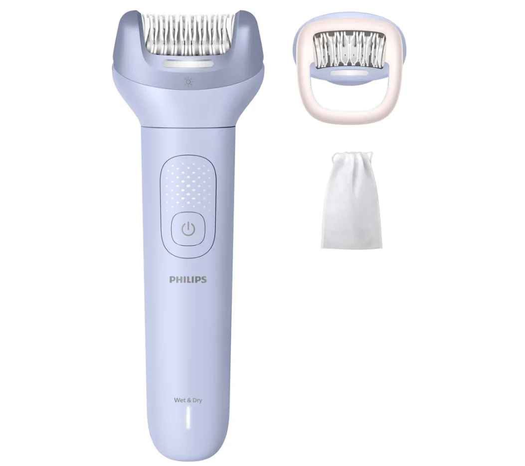 Epilator PHILIPS Seria 8000 BRE708/00, 32 pensete, 2 viteze, 3 accesorii, acumulator, mov Philips