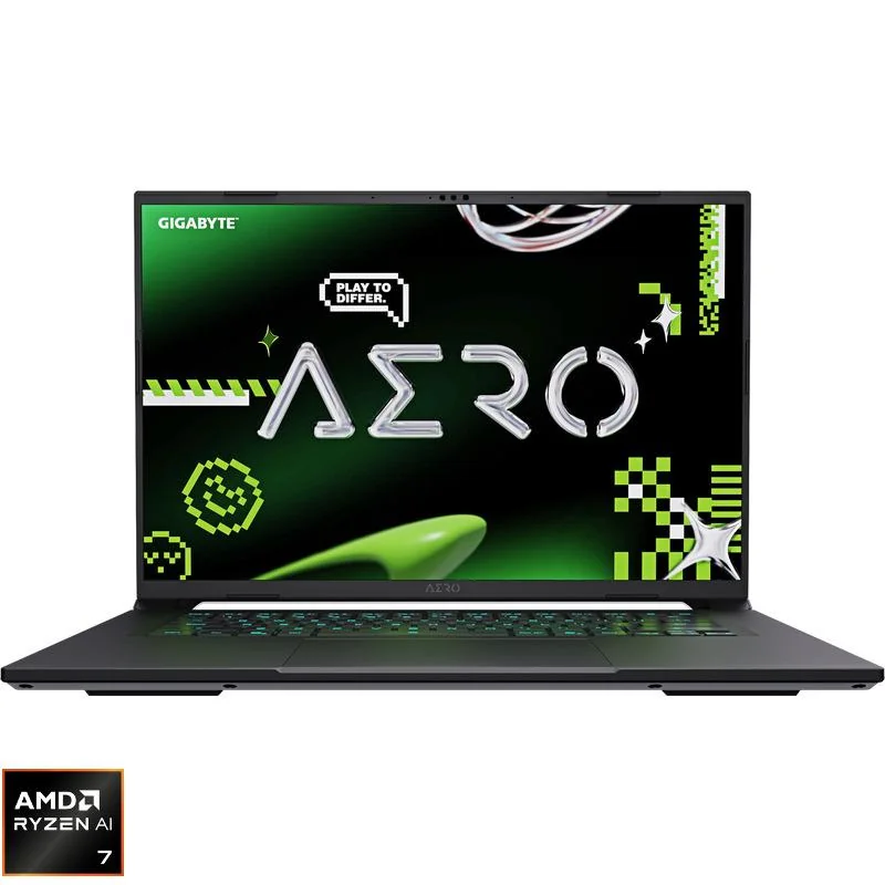 Laptop Gaming GIGABYTE AERO X16 1VH, cu procesor Ryzen AI 7 350, 16'' IPS, 16 GB DDR5, 1 TB SSD, NVIDIA GeForce RTX 5060, 8 GB GDDR7, Windows 11 Home