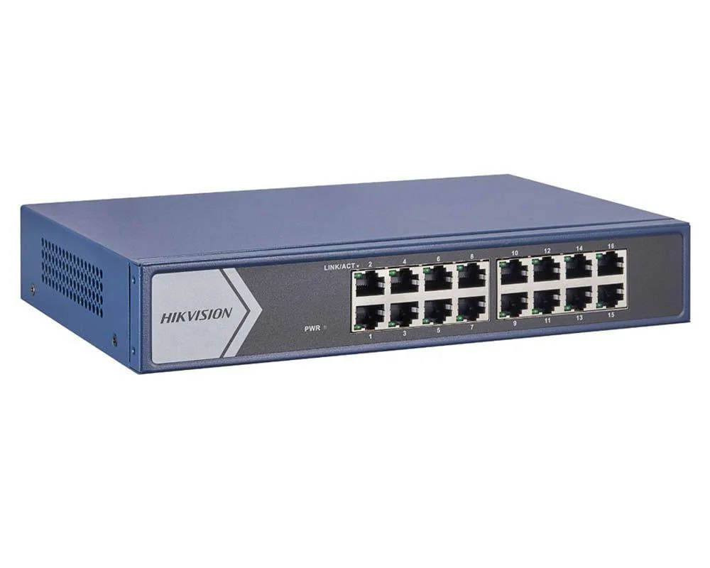16 Port Gigabit Smart Switch Hikvision DS-3E1516-EI(V3) 16 × Gigabit RJ45 port Support IEEE 802.3az Support STP/RSTP loop prevention with storm control Support cable detection to locate failure Support DHCP snooping Support 6 kV surge protection Hikvision