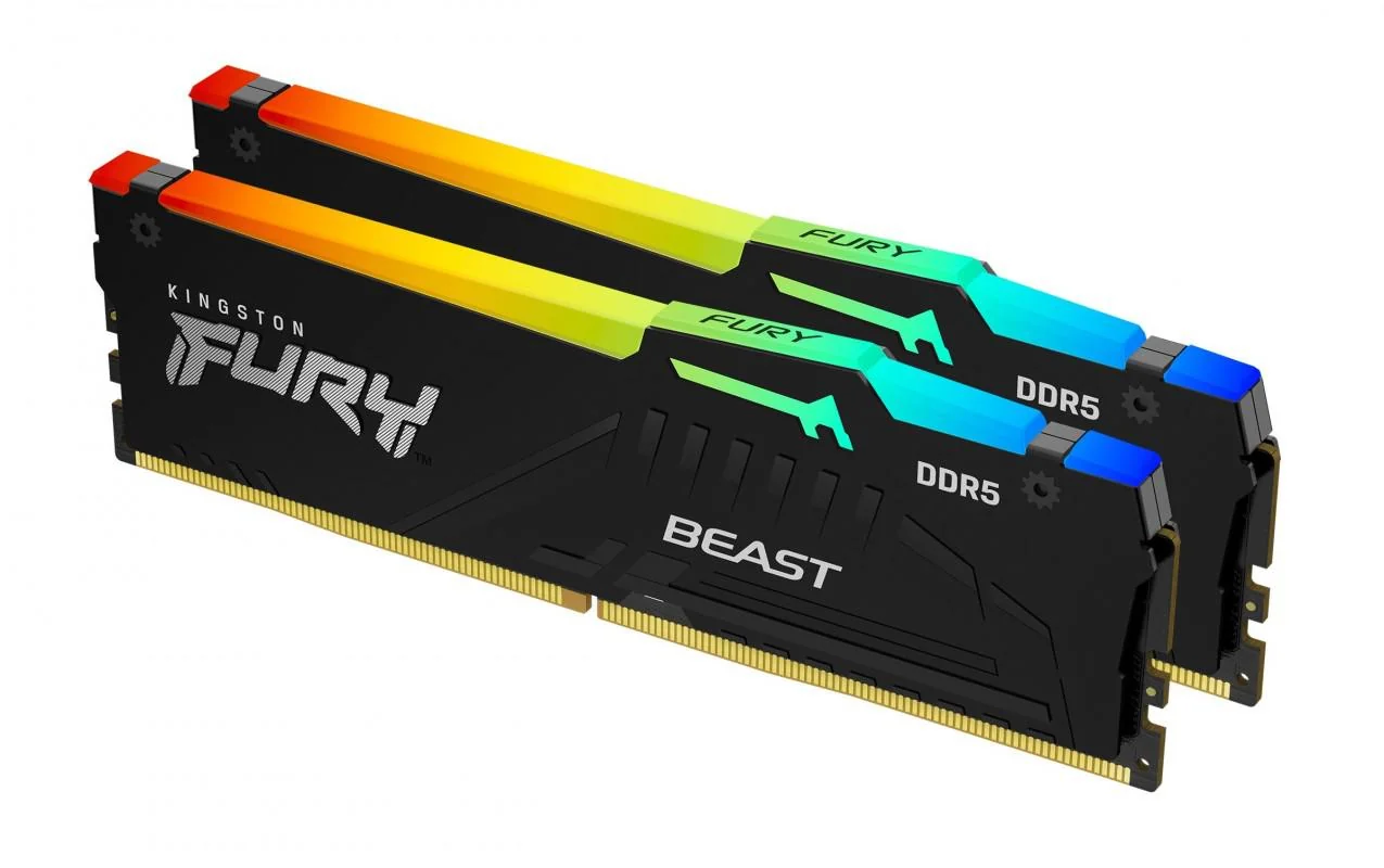 Memorie RAM Kingston DDR5 64GB 6000Mhz CL 36 1.35V Fury Beast Black RGB. Kingston