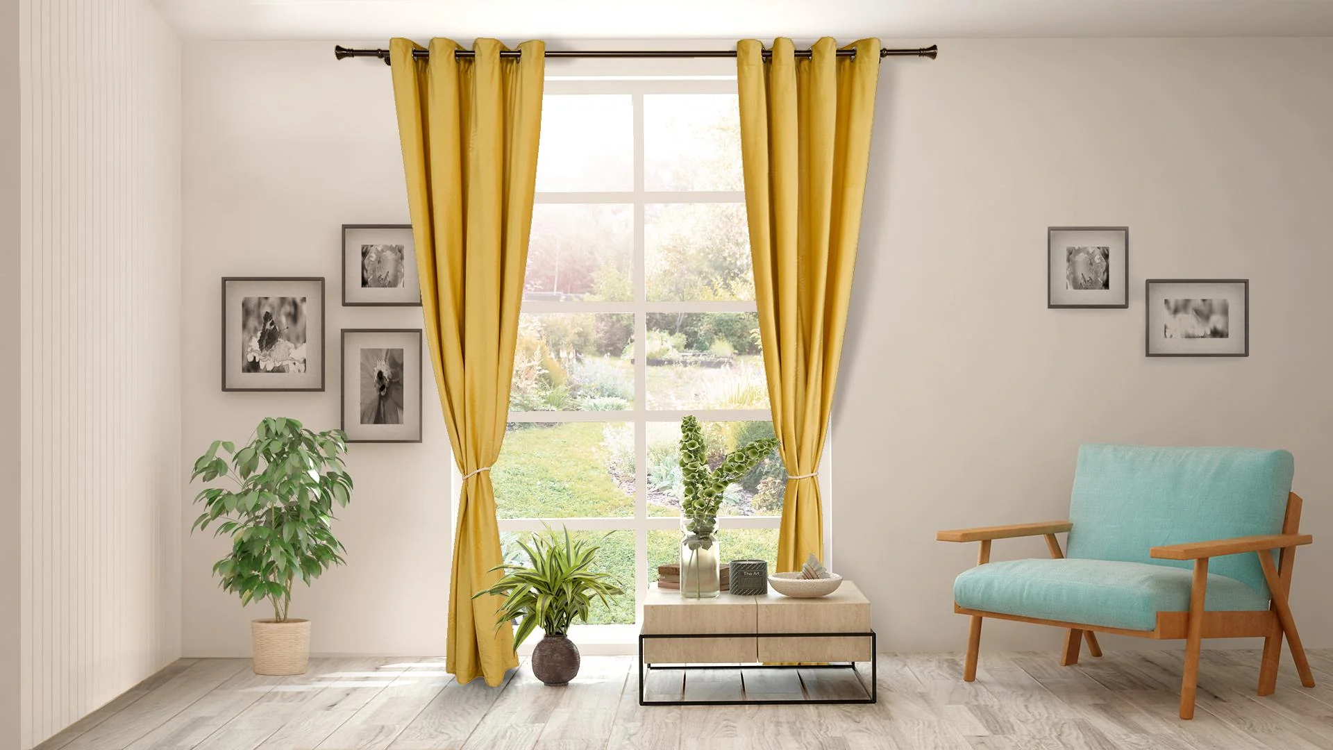 Set 2 draperii catifea 140x270 cm - Galbene Heinner
