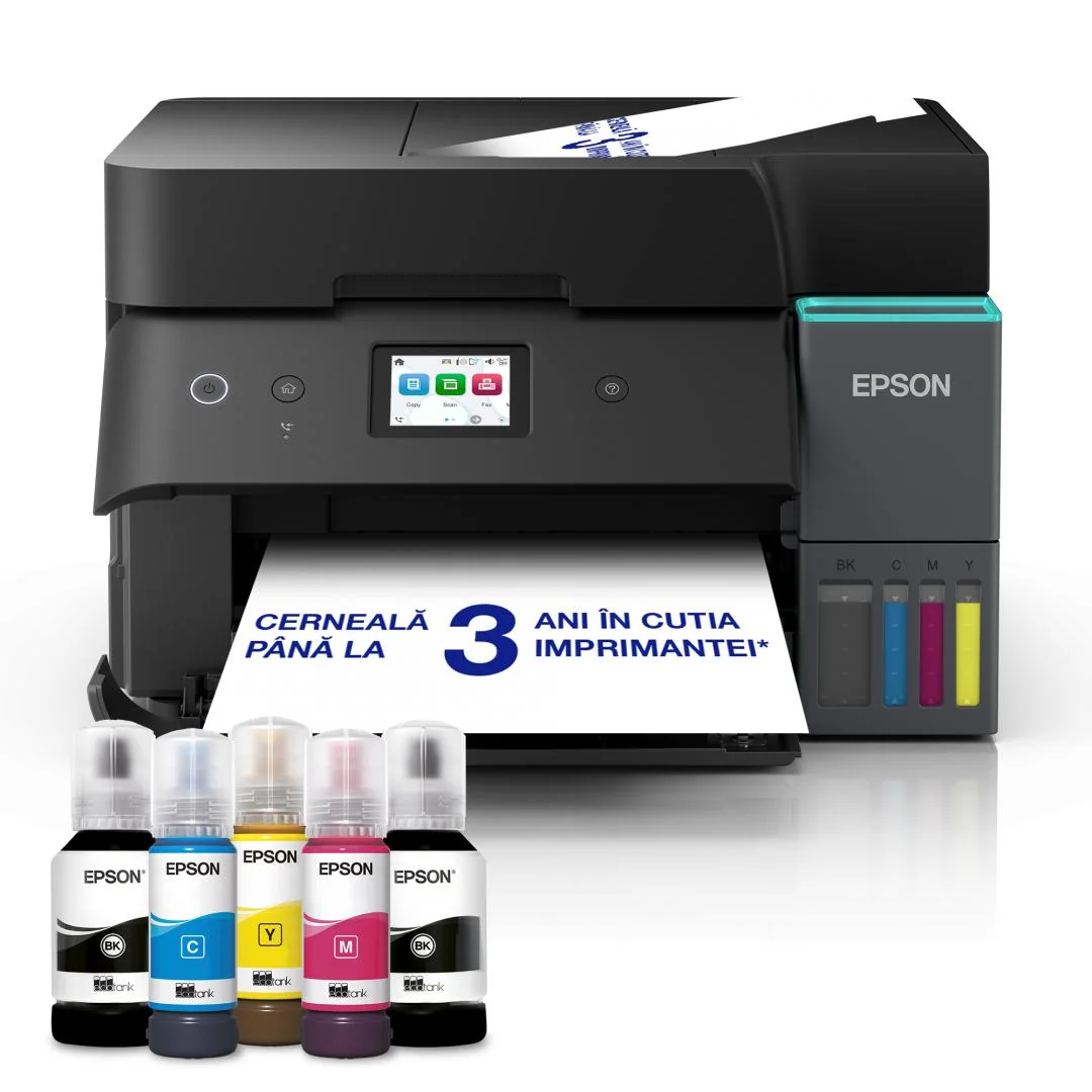 Multifunctional inkjet color Epson EcoTank CISS L6390, dimensiune A4 (Printare,Copiere, Scanare, Fax), printare borderless, viteza 35ppm alb-negru, 23ppm color, rezolutie 4800x1200 dpi, alimentare hartie 250 coli,ADF 30 coli, duplex automat ,scanner CIS
