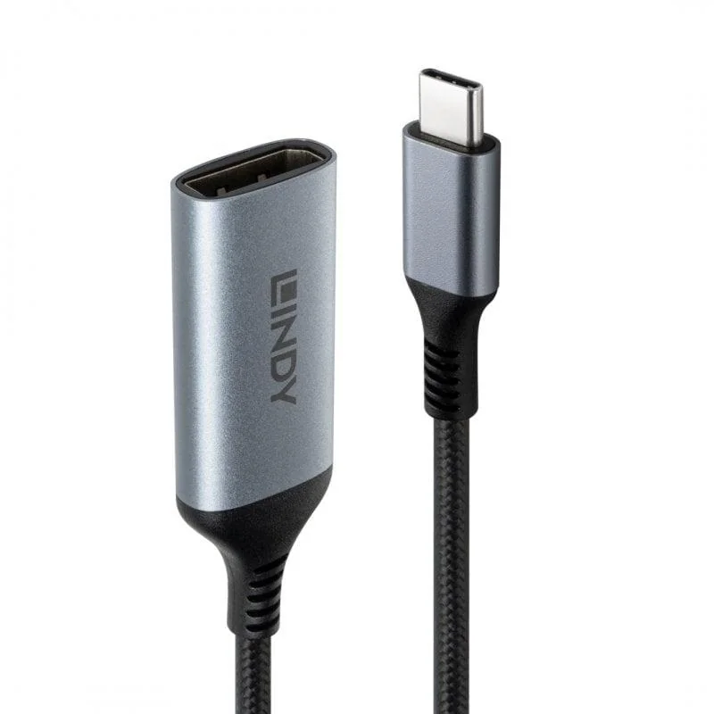 Converter Lindy Type C to DisplayPort 8K60, latime de banda suportata 32.4Gbps, Maximum Input Resolution: 7680x4320@60Hz and 3840x2160@120Hz Maximum Output Resolution: 7680x4320@60Hz and 3840x2160@120Hz Lindy