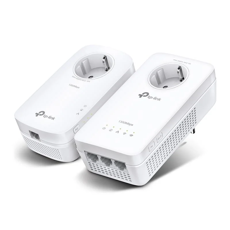 AV1300 Gigabit Passthrough Powerline AC1200 Wi-Fi Kit KIT: 1× TL-WPA8631P + 1× TL-PA8010P TL-WPA8631P: SPEED: 300 Mbps at 2.4 GHz + 867 Mbps at 5 GHz, 1300 Mbps Powerline SPEC: Qualcomm CPU, 3× Gigabit Ports, AC-Passthrough, Wall Plugged, HomePlug AV2