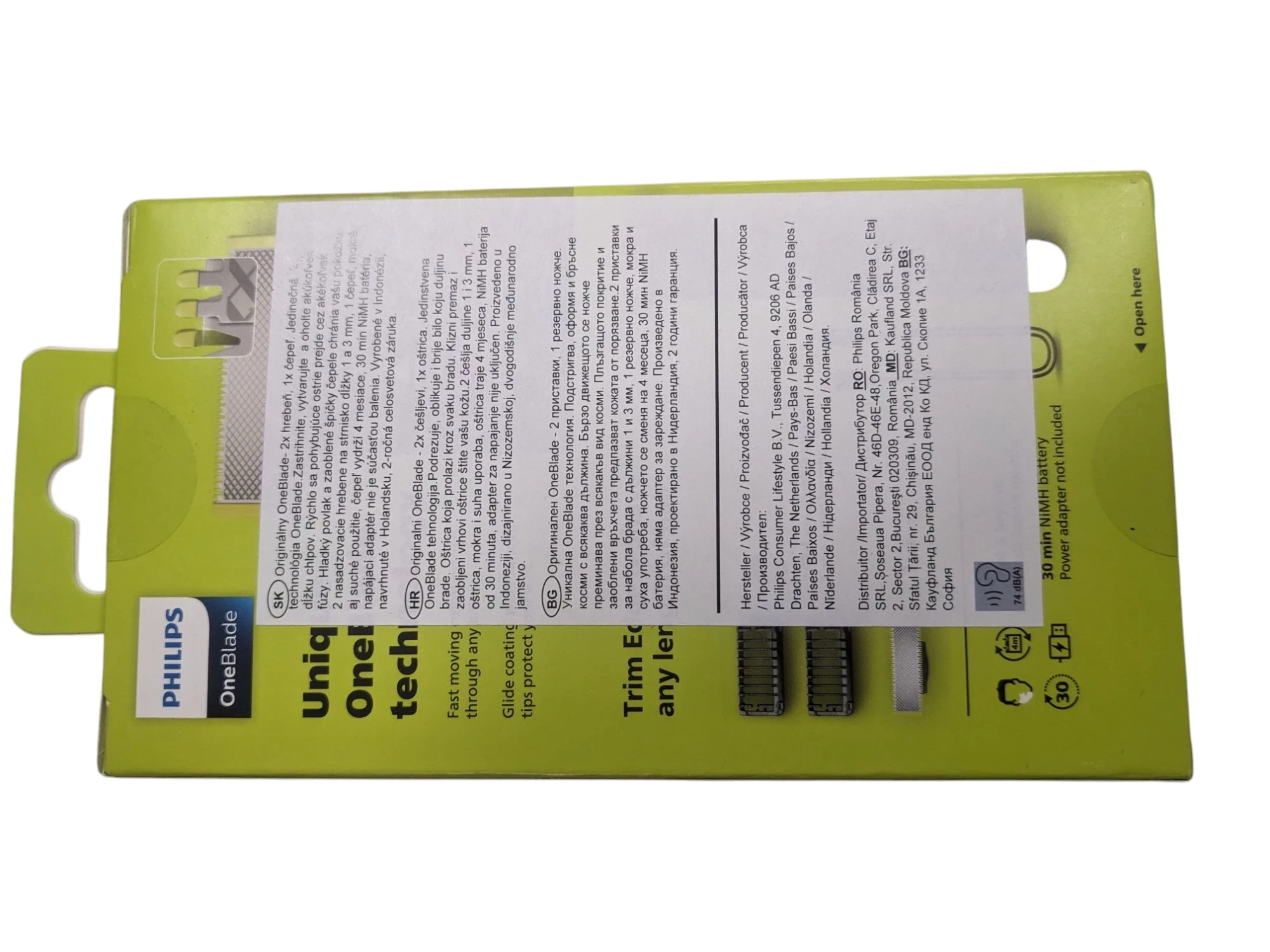 Aparat de ras electric Philips Oneblade QP1424/10, negru/verde, husa inclusa Philips