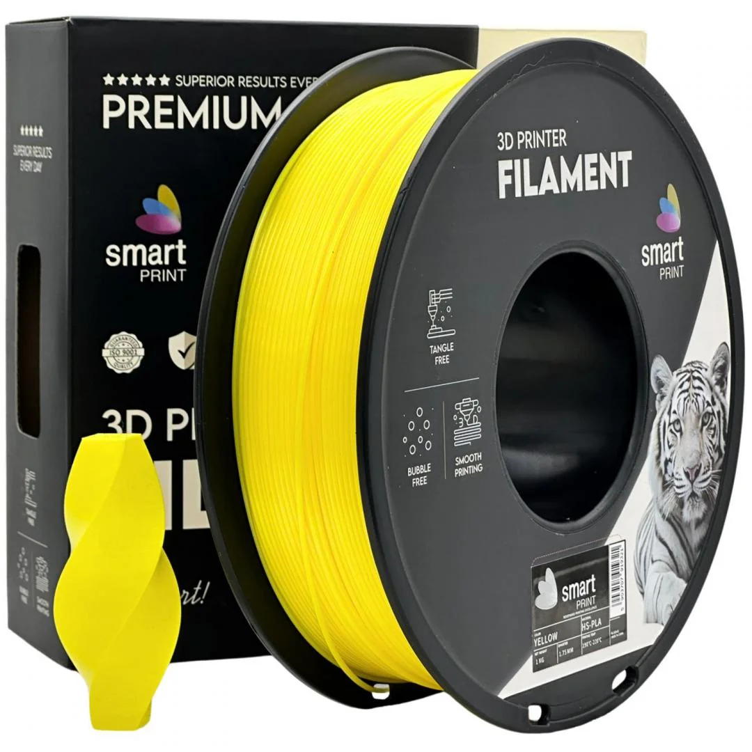 Filament 3D Smart Print, Diamentru 1.75mm, Greutate: 1KG, Culoare: GALBEN, Material: PLA, Temperatura duza: 180-240c. Smart Print