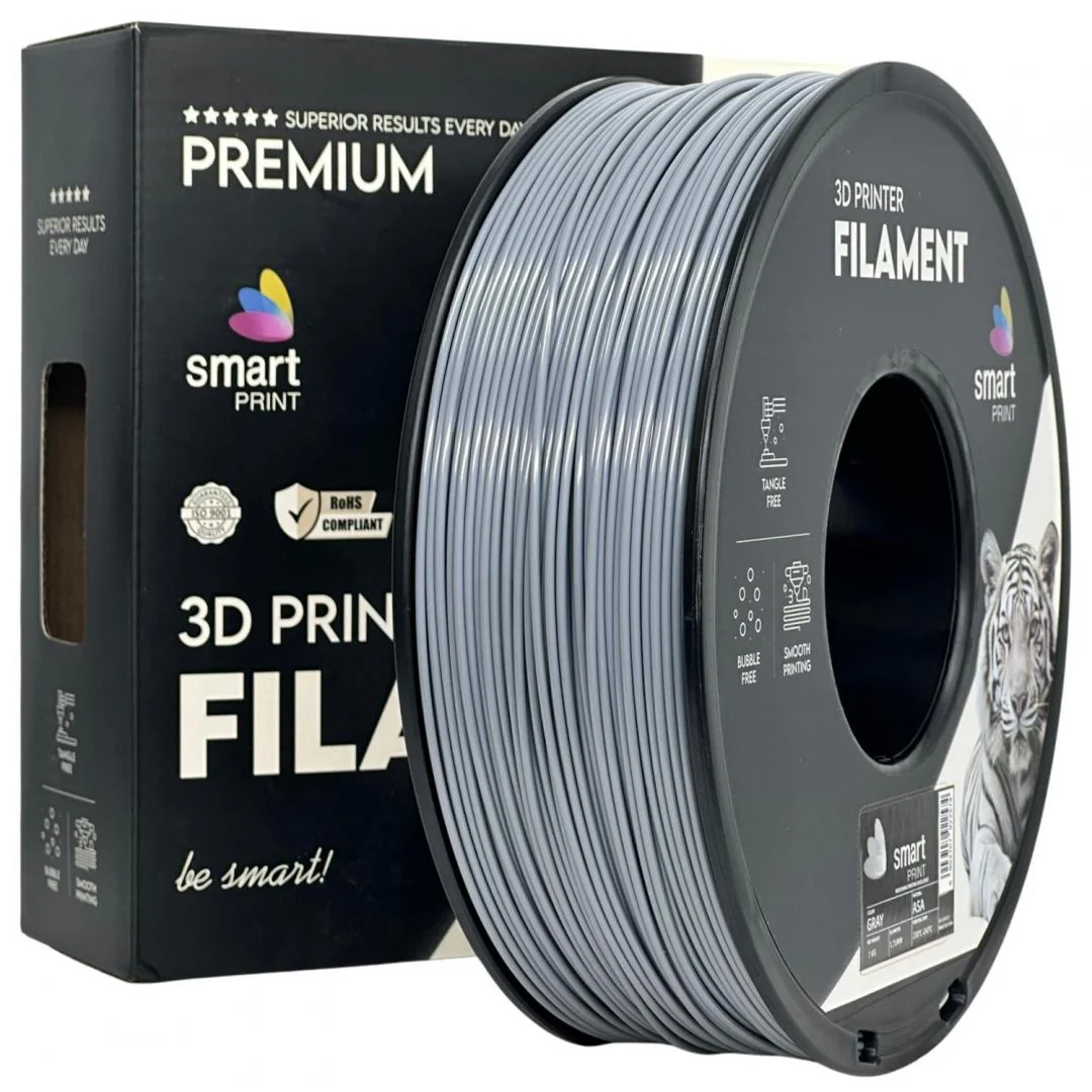 Filament 3D Smart Print, Diamentru 1.75mm, Greutate: 1KG, Culoare: Gri, Material: ASA, Temperatura: 220-250c. Smart Print