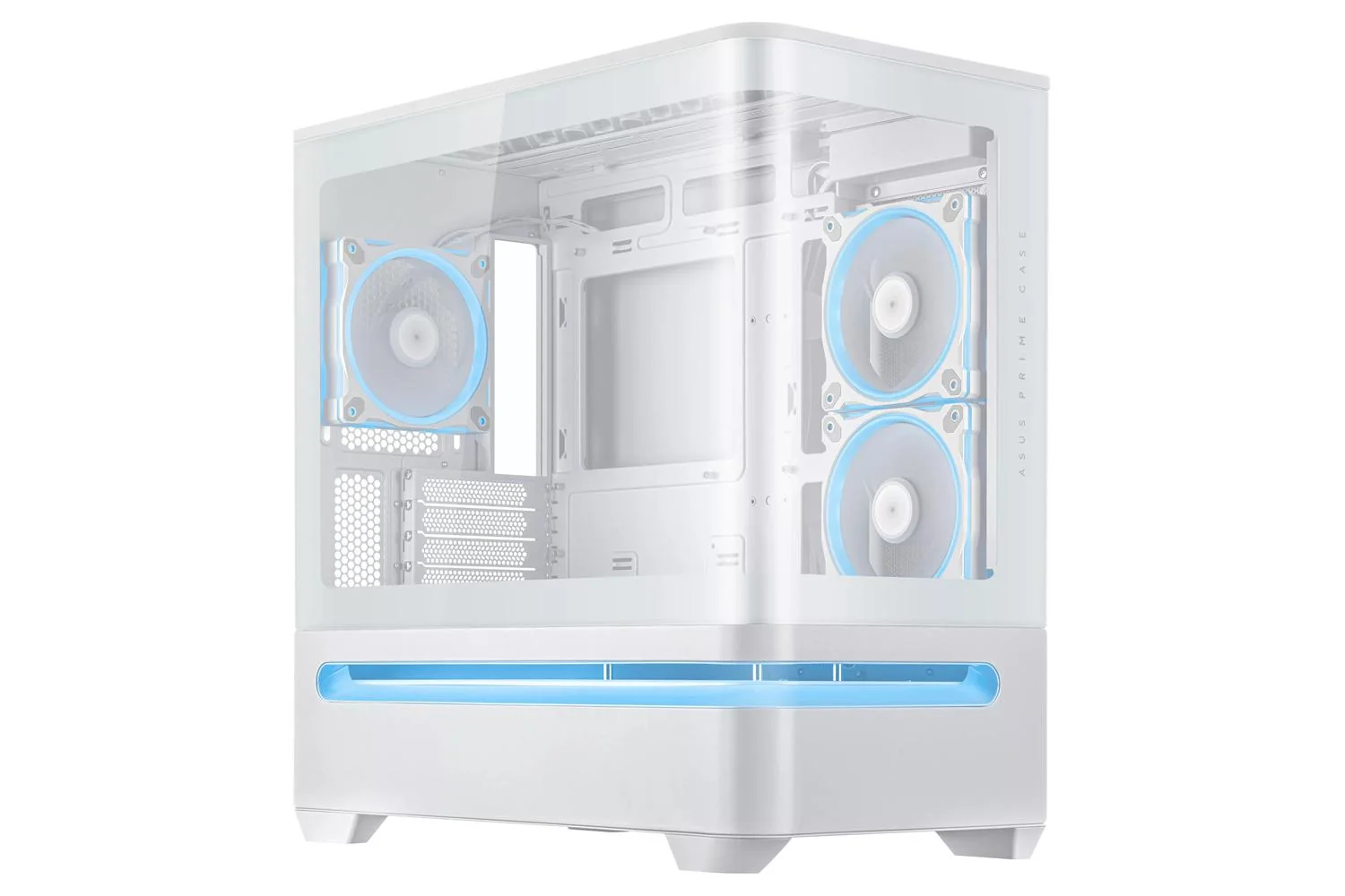 Carcasa ASUS AP202 Small Tower ARGB ALB, Tempered Glass, Sloturi Expansiune 4, Drive Bays: 2x2.5"/3.5" Combo, Ventilatoare Suportate: 6 (spate: 1x120mm, sus: 3x120mm sau 2x140mm, lateral: 2x120mm), Ventilatoare Incluse: 3 (spate: 1x120mm, lateral:
